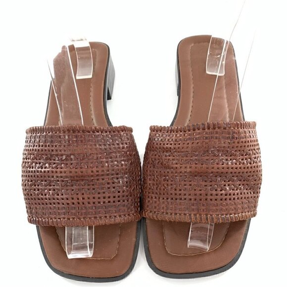 Faded Glory womens sandals size 9 brown leather vintage slip on slides 80s 90s - Picture 2 of 13